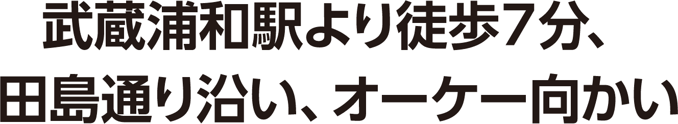 武蔵浦和駅より徒歩7分、田島通り沿い、オーケー向かい