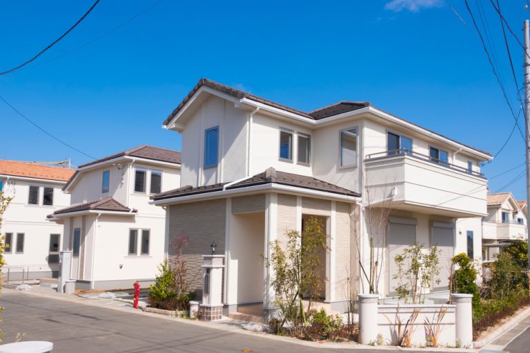 立ち並ぶ白い家