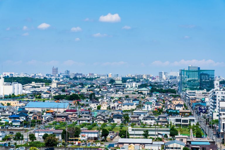 上空から見た相模原の街